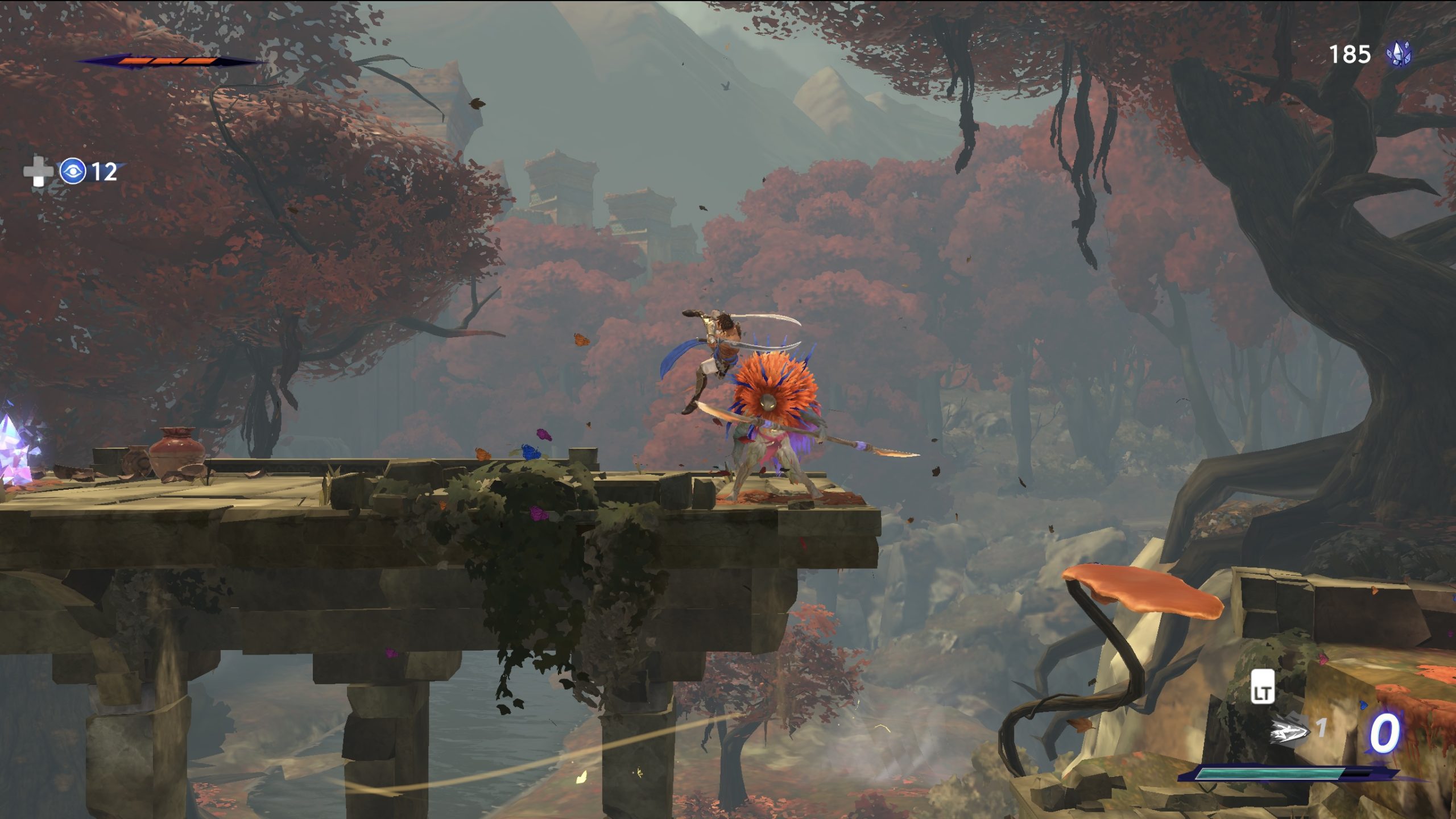 Screenshot of gameplay with a game controller.