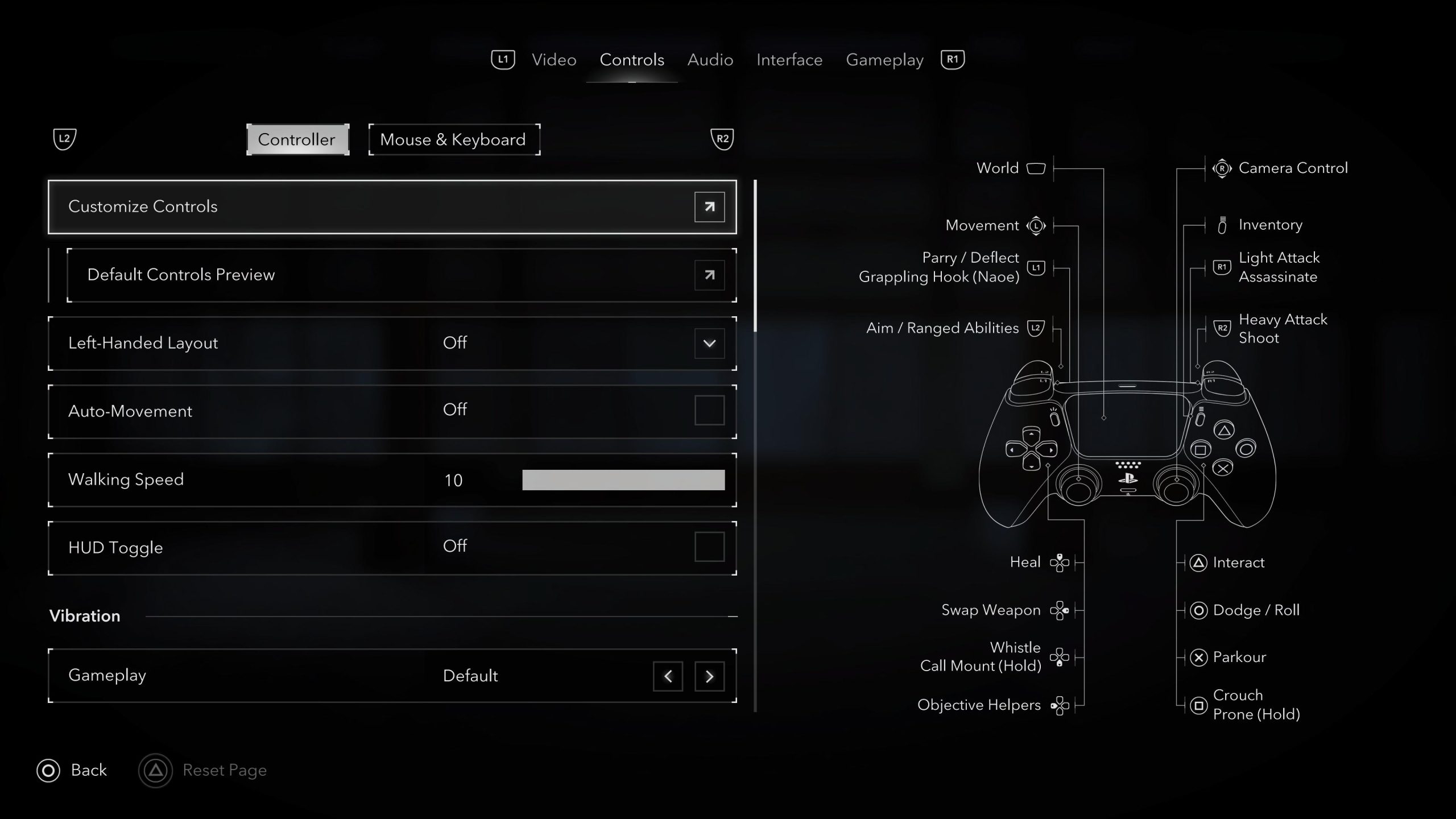 Screenshot of the controller customise controls settings showing the standard button mapping in the game.